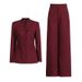 GraceChic 2025 New Style Elegant Commuter Two-Piece Set: Collarless Waist-Cinching Blazer + High-Waisted Long Pants Women's Solid_voghion.com