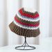 Autumn Winter Color Block Retro Versatile For Women Warm Ear Protection Face Slimming Knitted Bucket Hat Wholesale_voghion.com