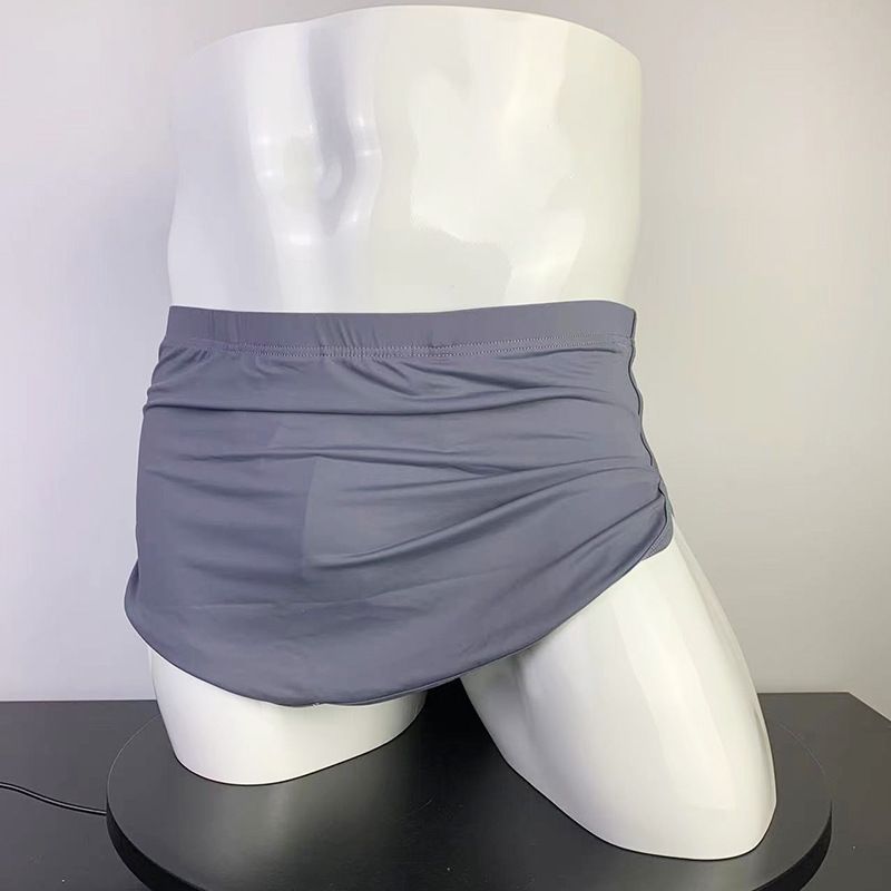 Men's clothing Men can open and close low-waisted ice silk flat corner lined home pants_voghion.com