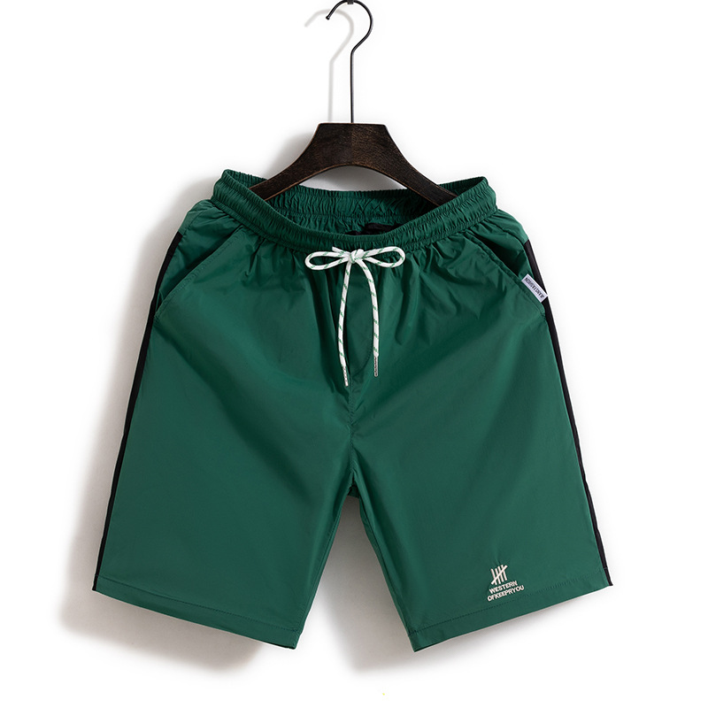 Net red new shorts summer thin men's Korean version trend color blocking Capris wear large shorts ice beach pants_voghion.com