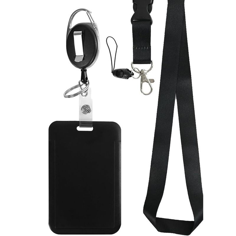 Porta badge con cordino, tracolla, fibbia retrattile, badge per dipendenti, badge identificativo, porta tessera autobus, marchio_voghion.com