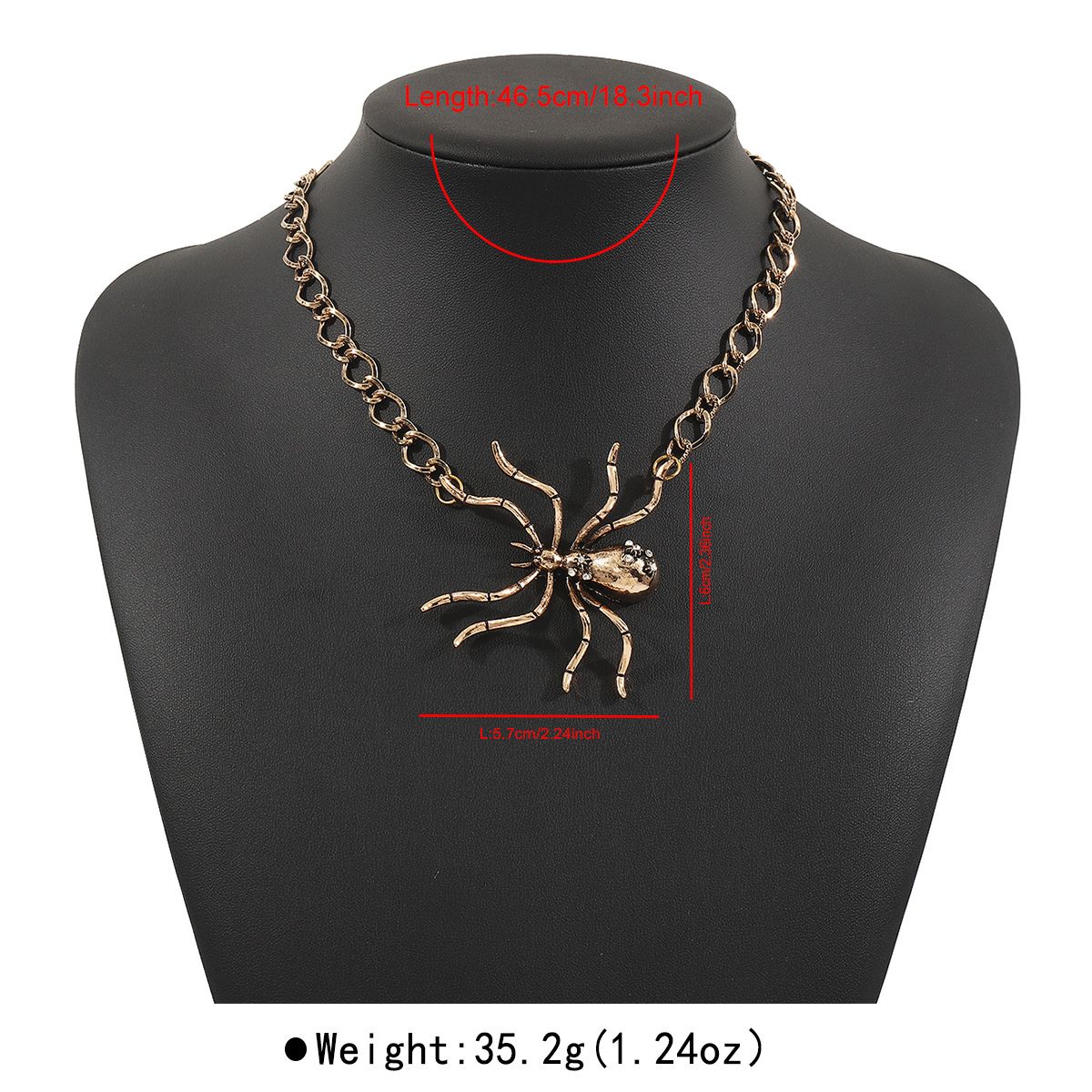 Gioielli di Halloween, gioielli in maschera, gioielli terrificanti, collana e orecchini con ciondolo a forma di ragno grande in lega dal design esagerato, per donne_voghion.com