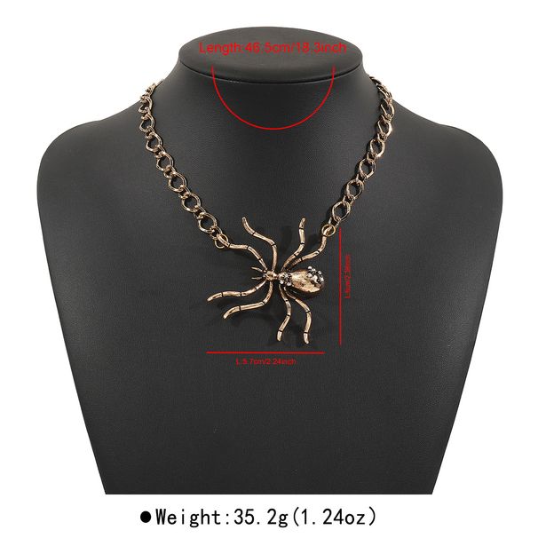 Gioielli di Halloween, gioielli in maschera, gioielli terrificanti, collana e orecchini con ciondolo a forma di ragno grande in lega dal design esagerato, per donne_voghion.com