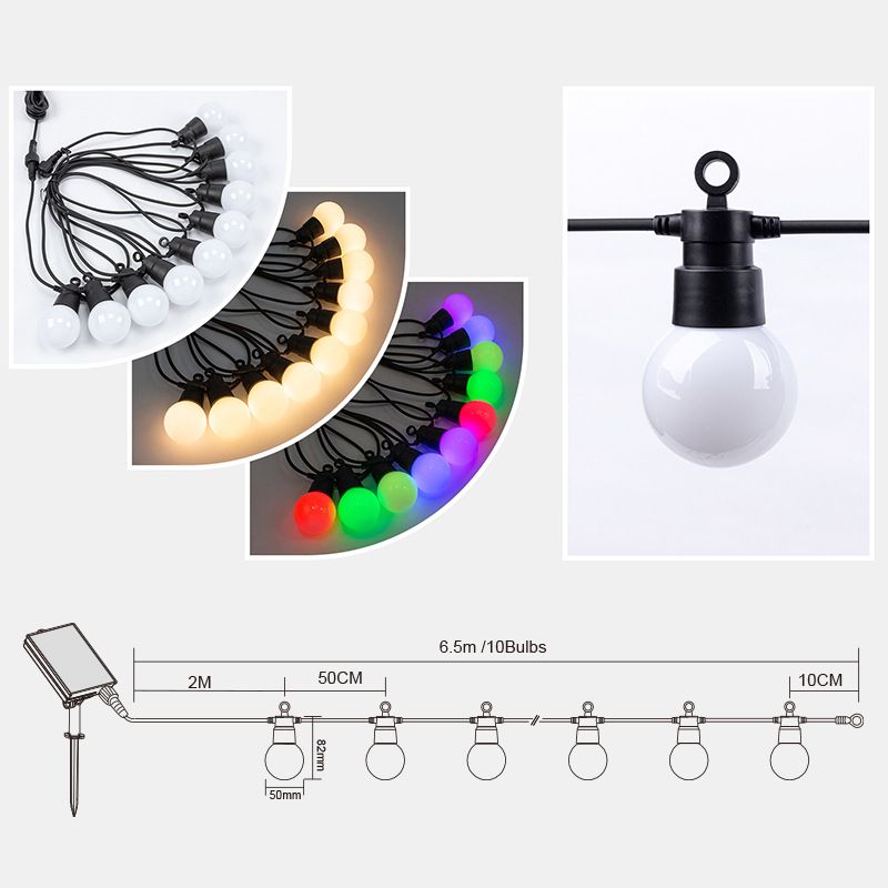 Luci a stringa per esterni alimentate a energia solare, 50 luci a globo a LED con 8 modalità di illuminazione, impermeabili e resistenti alle intemperie per campeggio, patio, giardino e decorazioni per feste._voghion.com