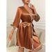 Women's Sleepwears Satin Nightgown Women's Spring And Summer Thin Contrast Color Trim Bathrobe Ladies Satin Pajamas Home_voghion.com
