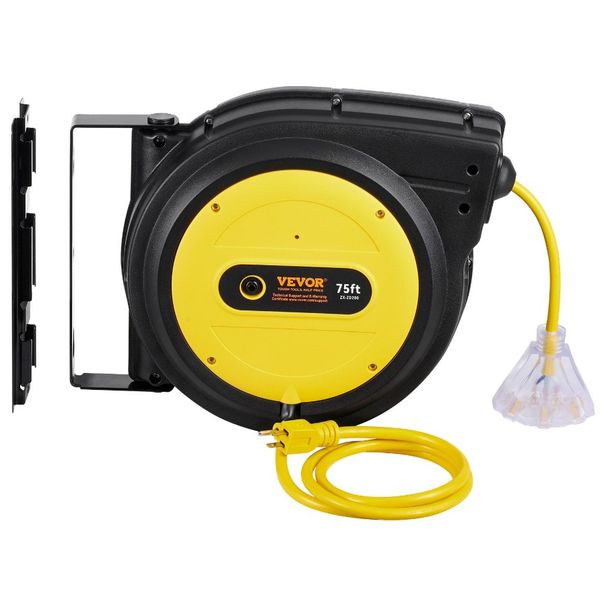 Cord SJTOW 3C 75FT Retractable Reel 14AWG Extension Power Reel Cord_voghion.com