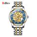 BIDEN Orologio meccanico classico di lusso con quadrante in diamanti, lancette luminose, orologio automatico scheletrato in oro da uomo, cinturino in acciaio inossidabile_voghion.com
