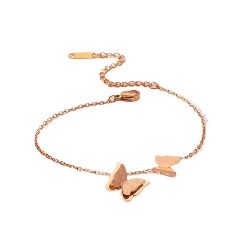 【Aço de titânio】 Pulseira internauta de ouro rosa, enfeite de pulso feminino, estilo coreano, edição simples e personalizada_voghion.com