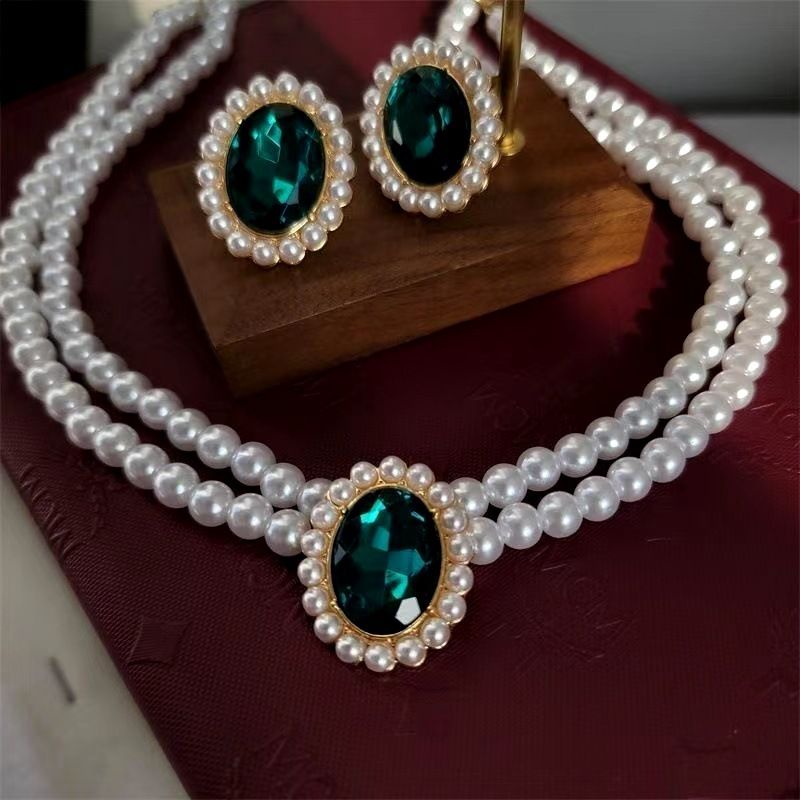Kurze Perlenkette im Ethno-Stil mit Diamant-Inlay, Halsband, Schlüsselbeinketten-Design, Internet-Berühmtheit,_voghion.com