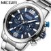 MEGIR Men's Stainless Steel Waterproof Quartz Watch With Luminous Hands, Date Window & Chronograph - Business Casual Style_voghion.com