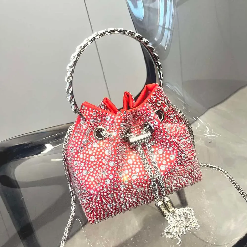 Handmade Rhinestones Evening Purses And Handbag Designer Shoulder Shiny Crystal Clutch Purse Bucket Bag_voghion.com