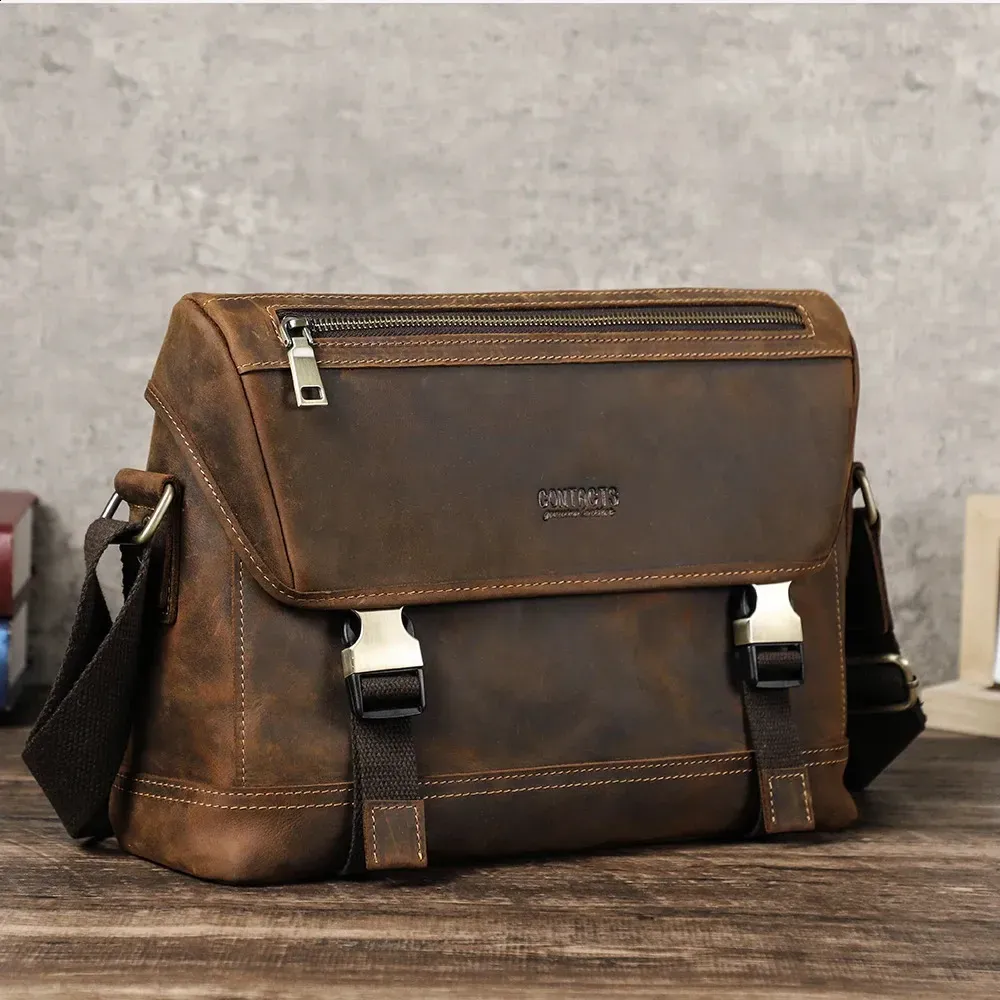 Borsa a tracolla in vera pelle con patta per uomo, piccola borsa a tracolla, per ufficio, documenti, per iPad Pro 13 12.9_voghion.com