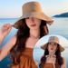 Cappelli da donna con lacci, cappelli estivi reversibili a tesa larga per esterni, cappelli da pescatore con protezione solare per il viso_voghion.com