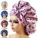 Cuffia da notte oversize in raso con tesa larga stampata, con laccetto da annodare, da donna, nuova cuffia per la cura dei capelli in salone di bellezza_voghion.com