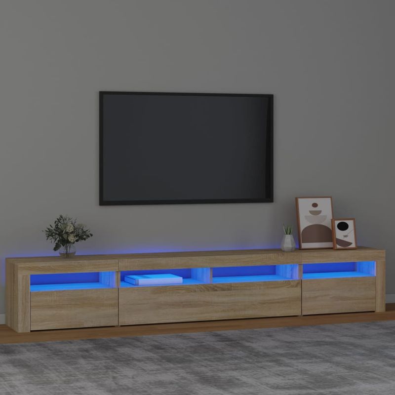 TV-Schrank mit LED-Leuchten Sonoma-Eiche 240x35x40 cm_voghion.com