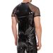 Herrenbekleidung kurzärmliges T-Shirt aus weichem Lackleder Stehkragen helles Leder PVC kurzärmliges elastisches eng anliegendes Oberteil für Männer_voghion.com