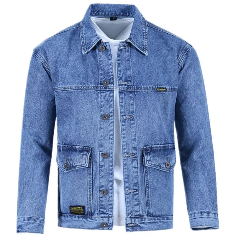 Herenjeansjassen Blauwe knopen Herenspijkerjas Herfst Goedkope prijs Stijlvol Nieuw in Y2k Een stuk stof Lage kosten Cowgirl Maat L_voghion.com