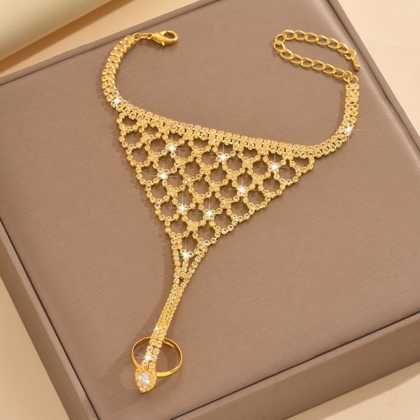 Catena con strass a griglia, stile alla moda, con retro a forma di dito, elegante e alla moda, accessori con diamanti pieni._voghion.com