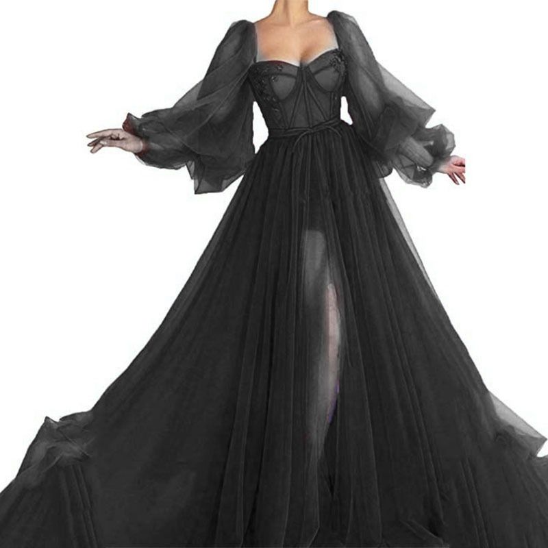 Primavera ed estate nuove donne abbigliamento monospalla maglia abito a maniche lunghe abito da sposa gonna lunga_voghion.com