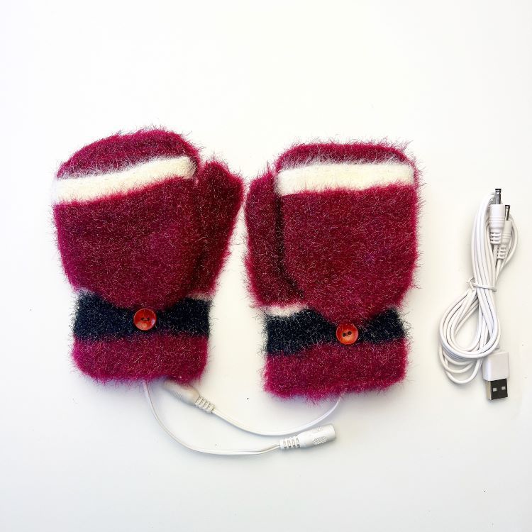 Varmehansker Barn USB-hansker med halv finger og vippbare elektriske hansker Ekstra tykke termiske hansker i minkfløyel for studenter_voghion.com