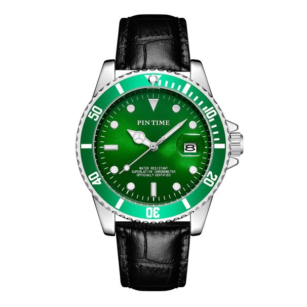 Pinshi Live Streaming Green Water Ghost Business Belt Style Orologio da uomo impermeabile_voghion.com