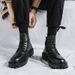 Unbeatable Quality Netizen Martin Men's High Bang Trendy Spring And Autumn British Style Mid Top Shoes Heightened Black Leather Boots_voghion.com