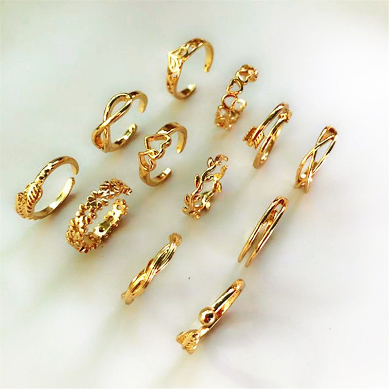 New 12pcs Beach Personality Charm Hollow Heart Women's Foot Rings_voghion.com