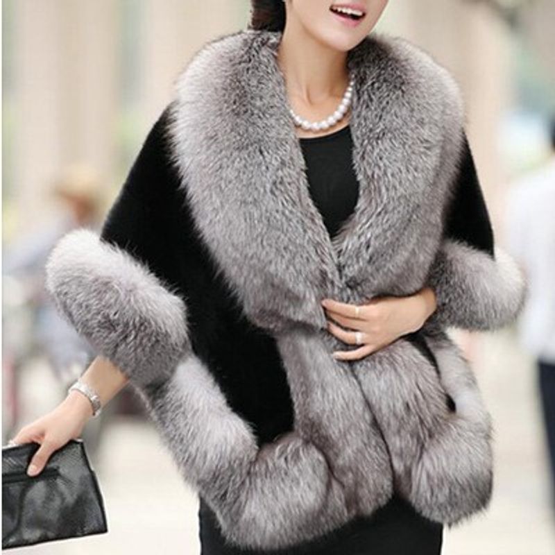 Elegante stola in pelliccia di volpe per donna, calda mantella da sera invernale, accessorio per feste di matrimonio, morbido cappotto ispirato alla pelliccia di coniglio, disponibile in diversi colori._voghion.com