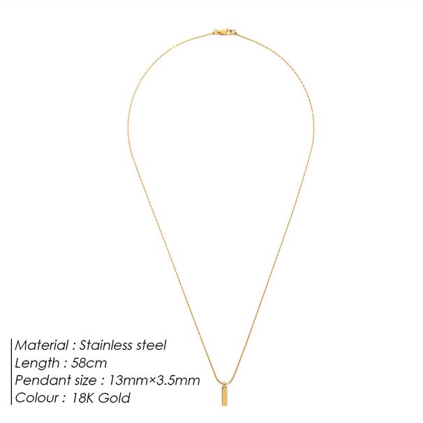 Collana semplice con piccolo mattone da uomo, design alla moda hip hop, catena per clavicola, accessori leggeri e di lusso per maglioni_voghion.com