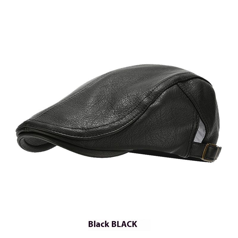 PU Leather British Retro Painter Hat Fashionable And Versatile Beret Men's And Women's Artistic Sunshade Children's Hat Forward Hat Sunshade Hat_voghion.com