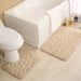 Pebble-Pattern Bathroom Mat Set - U-Shaped Toilet Rug With 3-Piece Non-Slip Coral Fleece Mats (Fast Absorbing Easy Clean Waterproof 24"X16")_voghion.com