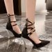 Scarpe col tacco alto da donna, autunno, nuove, con cinturino con fibbia a una parola, stiletto in metallo, alla moda, versatili, nere, personalizzate, a punta, singole,_voghion.com