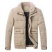 Men's clothing cotton-padded coat men's fashion thickened warm coat sherpa lapel jacket trendy cotton-padded coat _voghion.com