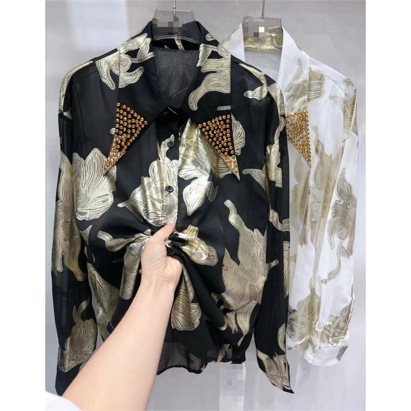 Dameskleding Niche Nieuw Los Onregelmatig Shirt met Lange Mouwen Dames Tops_voghion.com