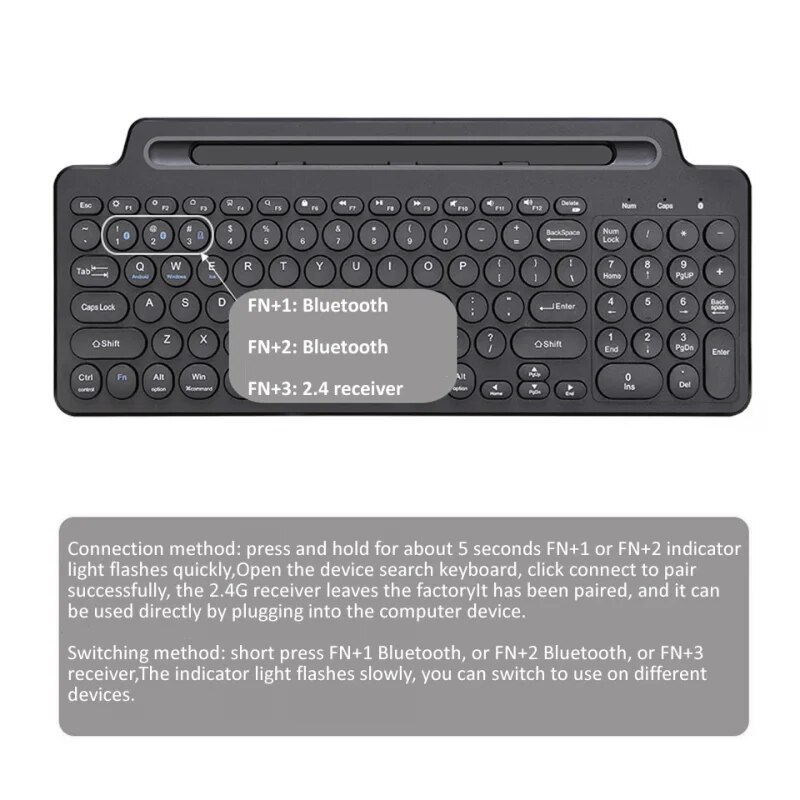 Wireless Keyboard Bluetooth Keyboard Mouse Card Slot Numeric Keypad For Android IOS Desktop Laptop PC Gamer_voghion.com