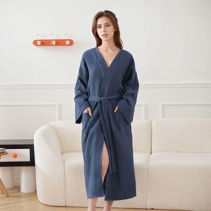 Bademantel mit Waffelmuster – lang und leicht für den Sommer (schnelltrocknendes, super saugfähiges, tragbares Handtuch im Unisex-Design, perfekt für Spa und Zuhause)_voghion.com