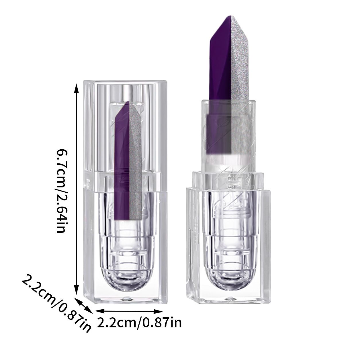 Zweifarbiger Farbverlauf 2-in-1 Lila Silber Glitzer Perle Meerjungfrau Langanhaltender Lippenstift Make-up_voghion.com