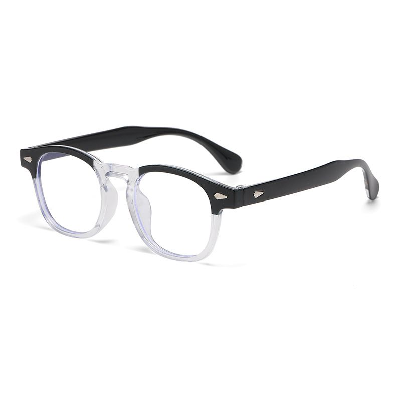 Mi Ding frame circular flat lens new ins Korean version fashionable anti blue light glasses_voghion.com