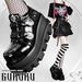GURURU Telepathy 2024 Frühling Original Punk Wasser Injiziert Liebe Kreuz Macaron Subkultur Dicken Sohlen Schuhe_voghion.com