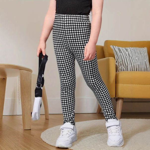 Kinderkleidung INS Mädchen Frühling und Herbst Leggings Modisches Hahnentrittmuster, enge Leggings_voghion.com