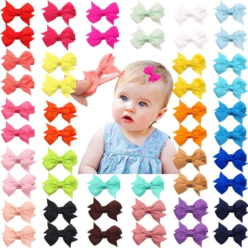 50 stuks/partij 25 kleuren in paren Baby volledig gevoerde spelden Kleine 2" haarstrikken Alligatorclips voor kleine meisjes Baby's Peuters_voghion.com