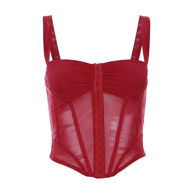 Women's clothing sexy and fashionable halter neck straps backless slim short vest_voghion.com