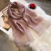 2023 Spring/Summer Silkworm Sunscreen Shawl Women's Double Layer Contrast Gold Tassel Silk Long Scarf_voghion.com