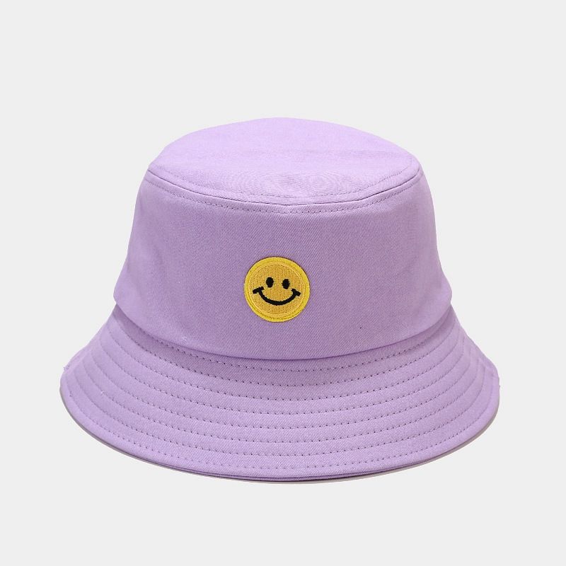 Street smiley bucket hat women spring summer new couple sun hat outdoor versatile basin hat_voghion.com