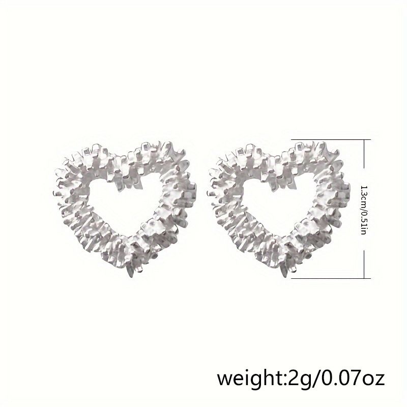 Orecchini giapponesi e coreani in argento spezzato, due orecchini d'amore, temperamento dolce femminile, design con piccoli orecchini a forma di cuore cavo, senso di alta qualità_voghion.com