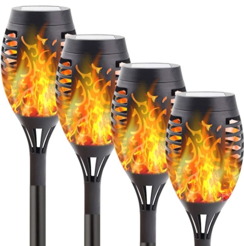 Solar Flame Lantern - 12 LED Outdoor Garden Lights, Waterproof Flickering Flame Effect For Patio, Yard, Pathway_voghion.com