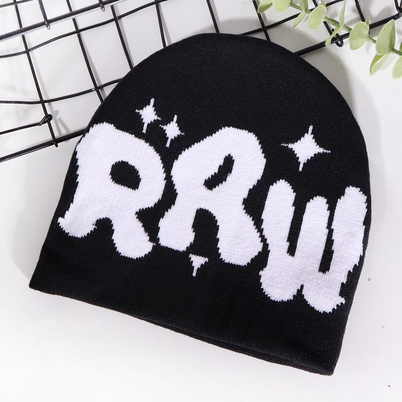 Unisex Casual Warm RRW Letter Single-sided Knitted Cap Outdoor Cycling Sports Ear Protection Breathable_voghion.com