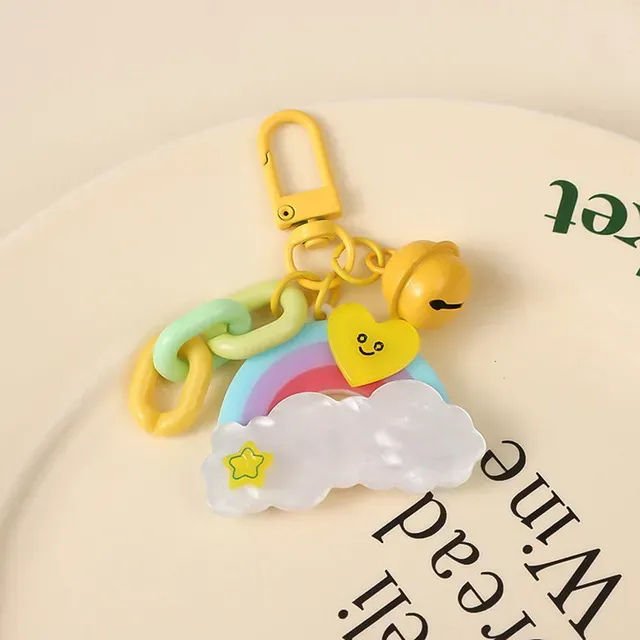 Chaveiro fofo colorido para chaves de carro, acessórios engraçados, nuvem, mochila criativa, pingente, ornamento, presente, desenho animado, bolsa, pendurados_voghion.com