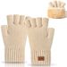 Thickened Fingerless Gloves Autumn And Winter Plus Velvet Knitted Cold Proof Warm Half Length Writing Wool Double Layer Half Finger Gloves_voghion.com