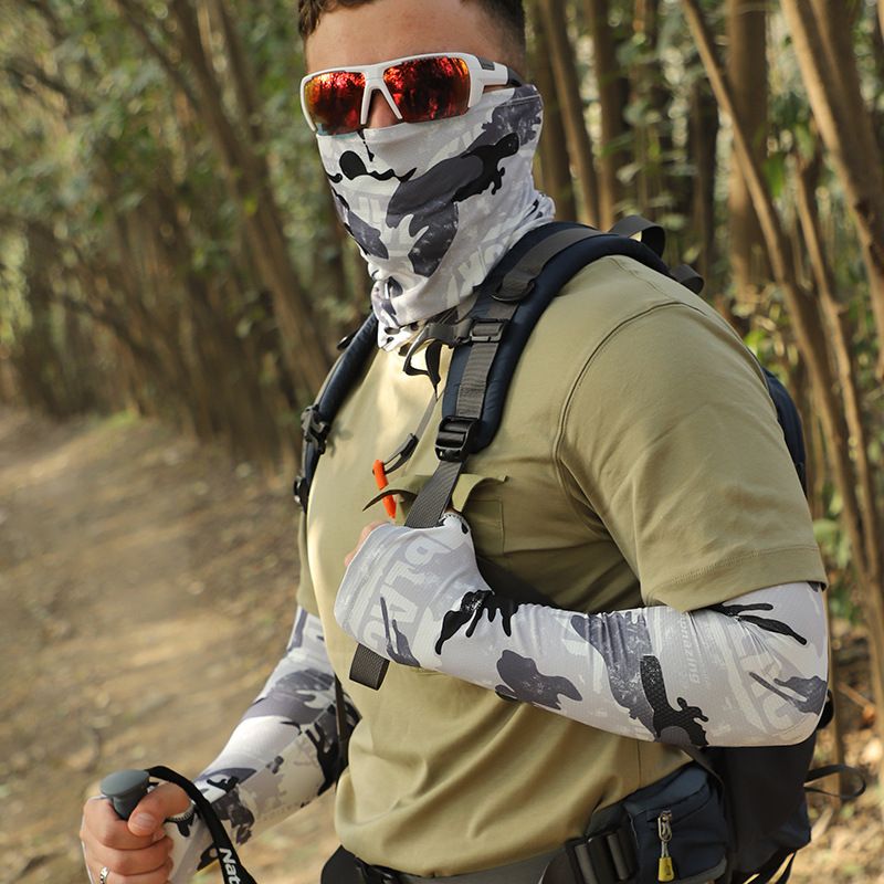 Set di maschera anti-UV e scaldacollo per esterni - Maniche traspiranti in seta ghiacciata per escursionismo, pesca e protezione solare_voghion.com